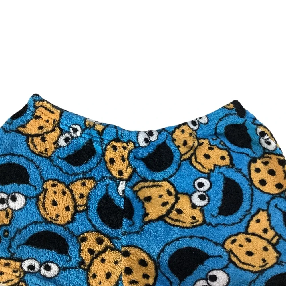 Sesame Street Shorts Girls Small 4-6 Blue Cookie Monster Fleece Pajama Bottoms